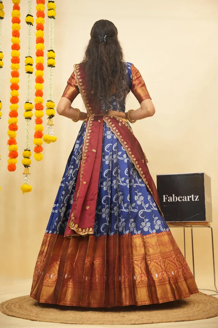 Women's Woven Design zari work Half Saree with Embroidered Blouse and Dupatta HemaValli - Image 19