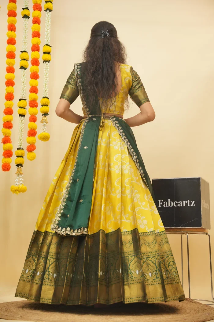 Women's Woven Design zari work Half Saree with Embroidered Blouse and Dupatta HemaValli - Image 35