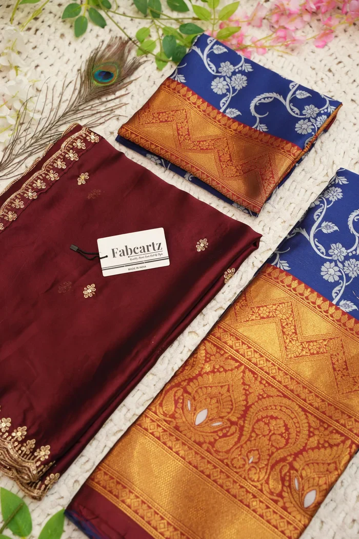 Women's Woven Design zari work Half Saree with Embroidered Blouse and Dupatta HemaValli - Image 59