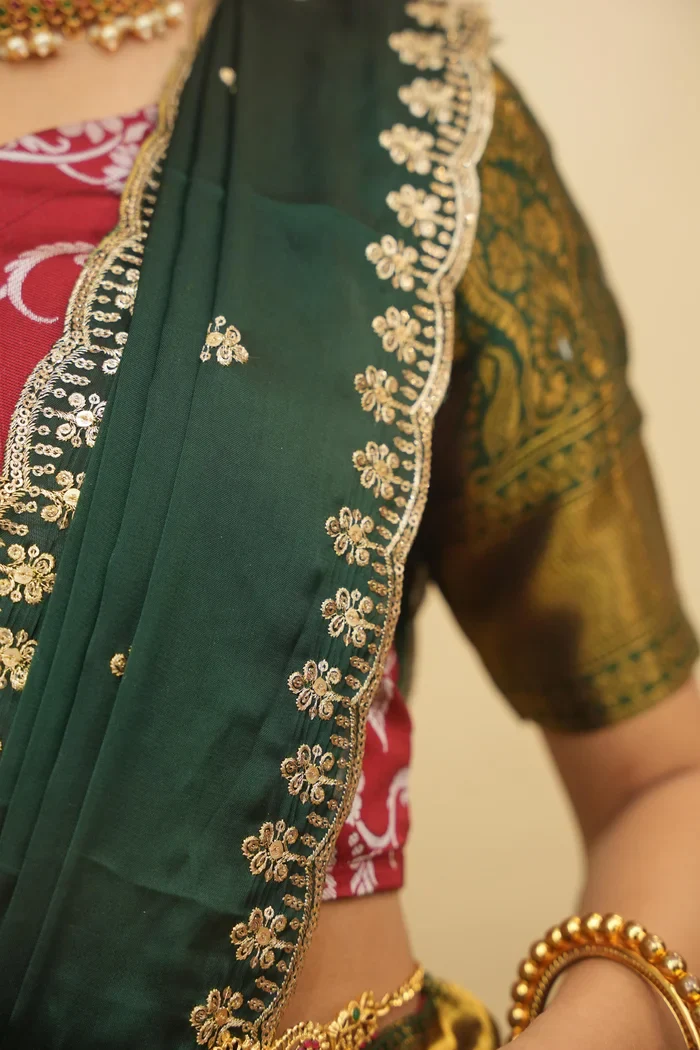 Women's Woven Design zari work Half Saree with Embroidered Blouse and Dupatta HemaValli - Image 6