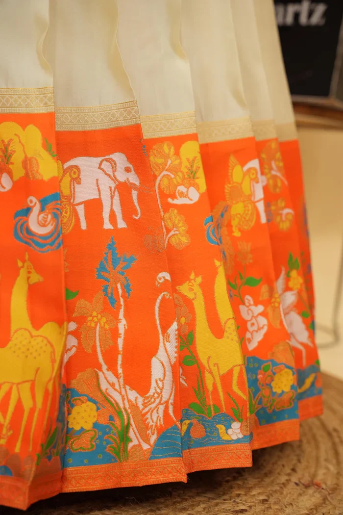 Women's Woven Design zari work Half Saree with Embroidered Blouse and Dupatta HiranPattu - Image 44