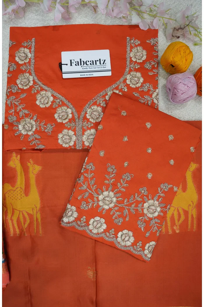 Women's Woven Design zari work Half Saree with Embroidered Blouse and Dupatta HiranPattu - Image 77