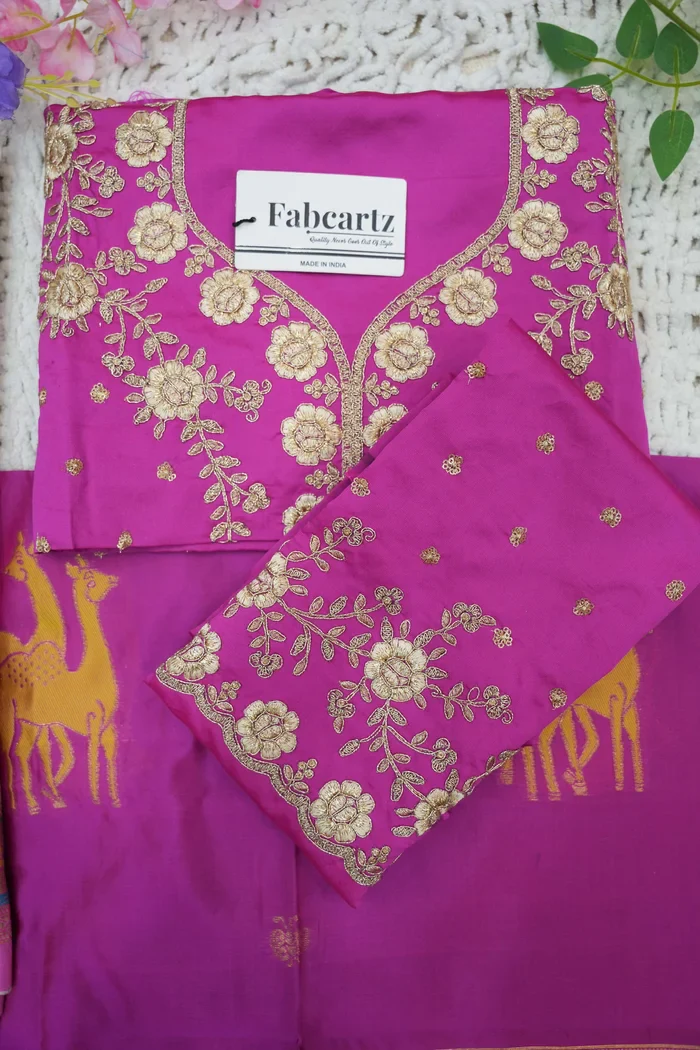 HiranPattu Women's Woven Design zari work Half Saree with Embroidered Blouse and Dupatta - Image 29