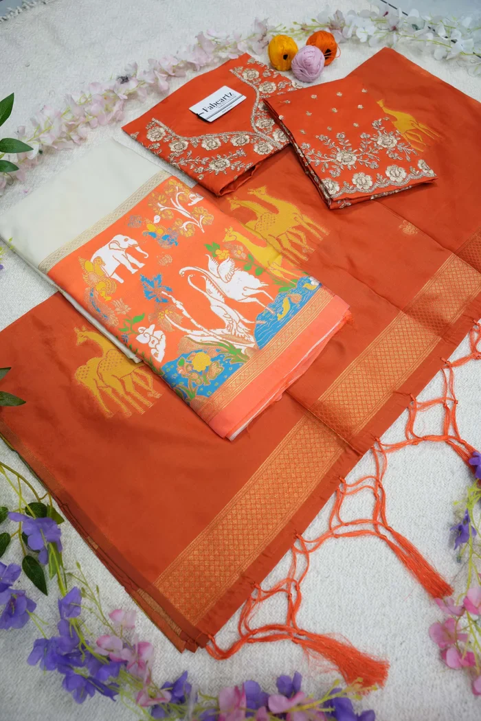 HiranPattu Women's Woven Design zari work Half Saree with Embroidered Blouse and Dupatta - Image 36