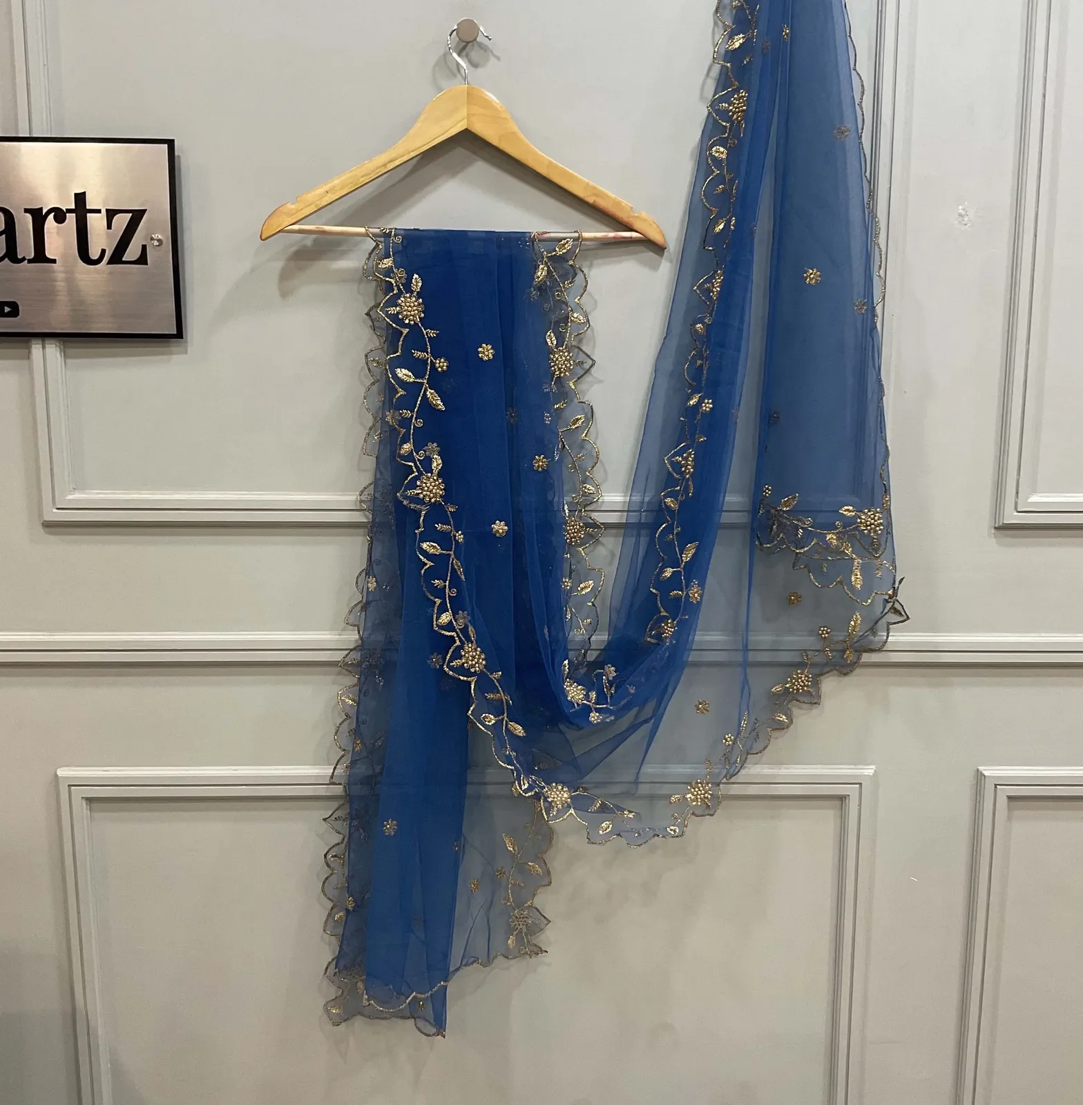 Beautiful Embroidery & Beads work Net Dupatta for women | Only Dupatta JananiDup - Image 12