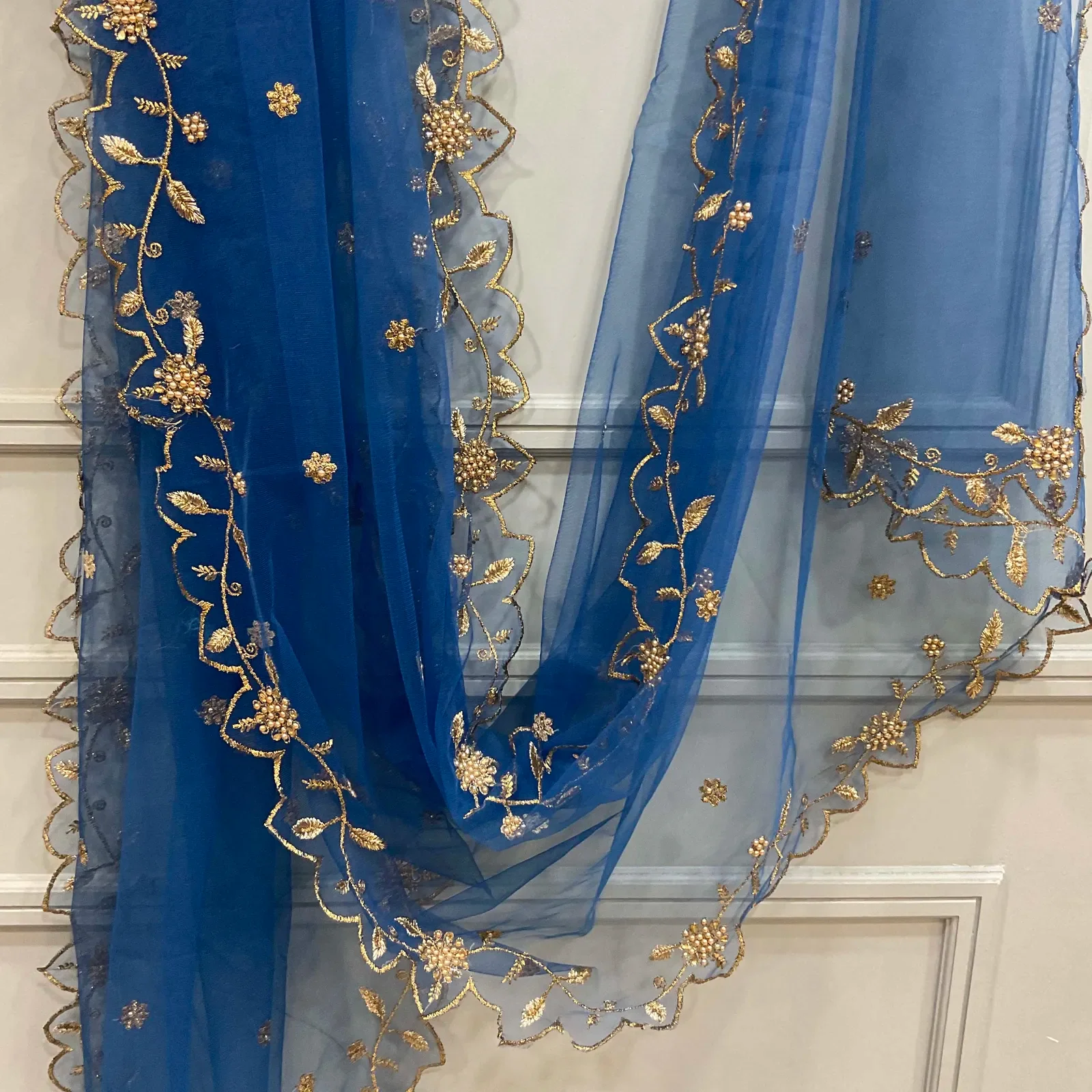 Beautiful Embroidery & Beads work Net Dupatta for women | Only Dupatta JananiDup - Image 13