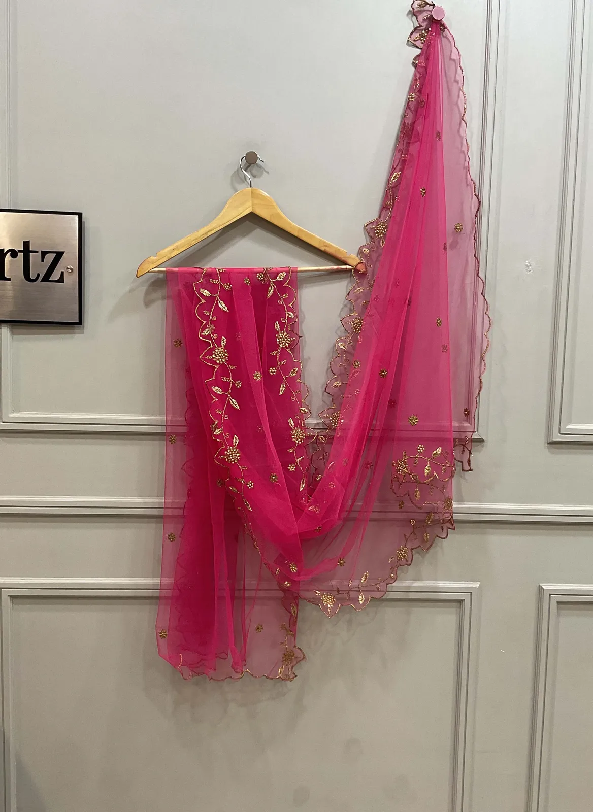 Beautiful Embroidery & Beads work Net Dupatta for women | Only Dupatta JananiDup - Image 16
