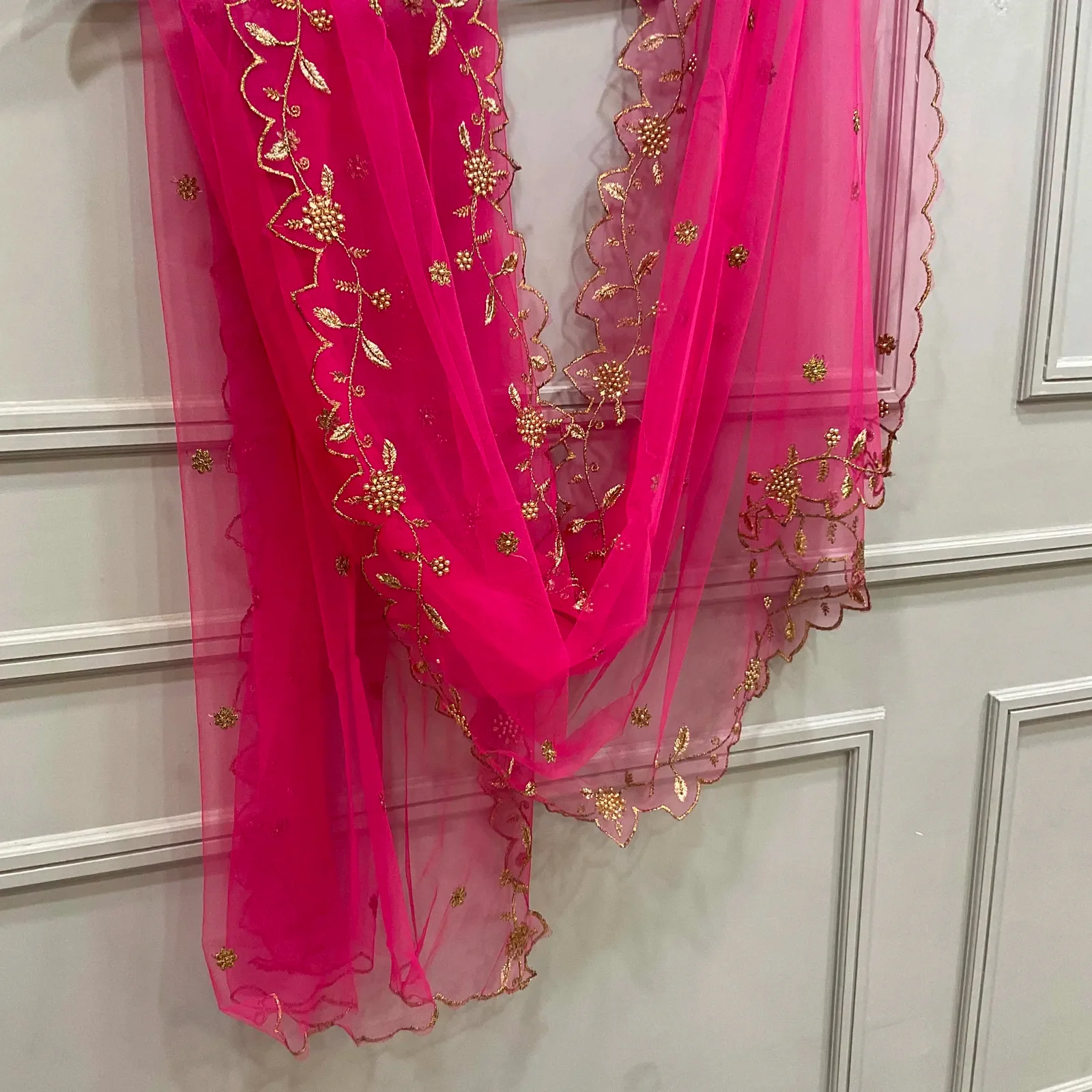 Beautiful Embroidery & Beads work Net Dupatta for women | Only Dupatta JananiDup - Image 17