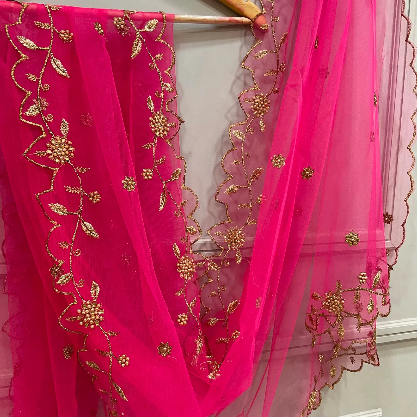 Beautiful Embroidery & Beads work Net Dupatta for women | Only Dupatta JananiDup - Image 18