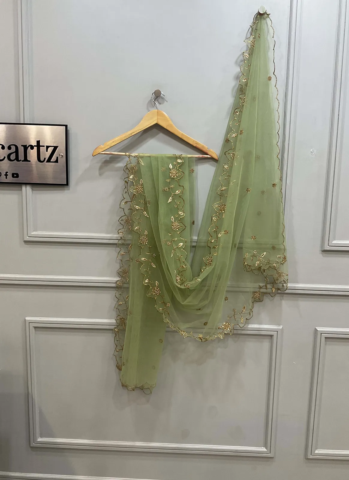 Beautiful Embroidery & Beads work Net Dupatta for women | Only Dupatta JananiDup - Image 19