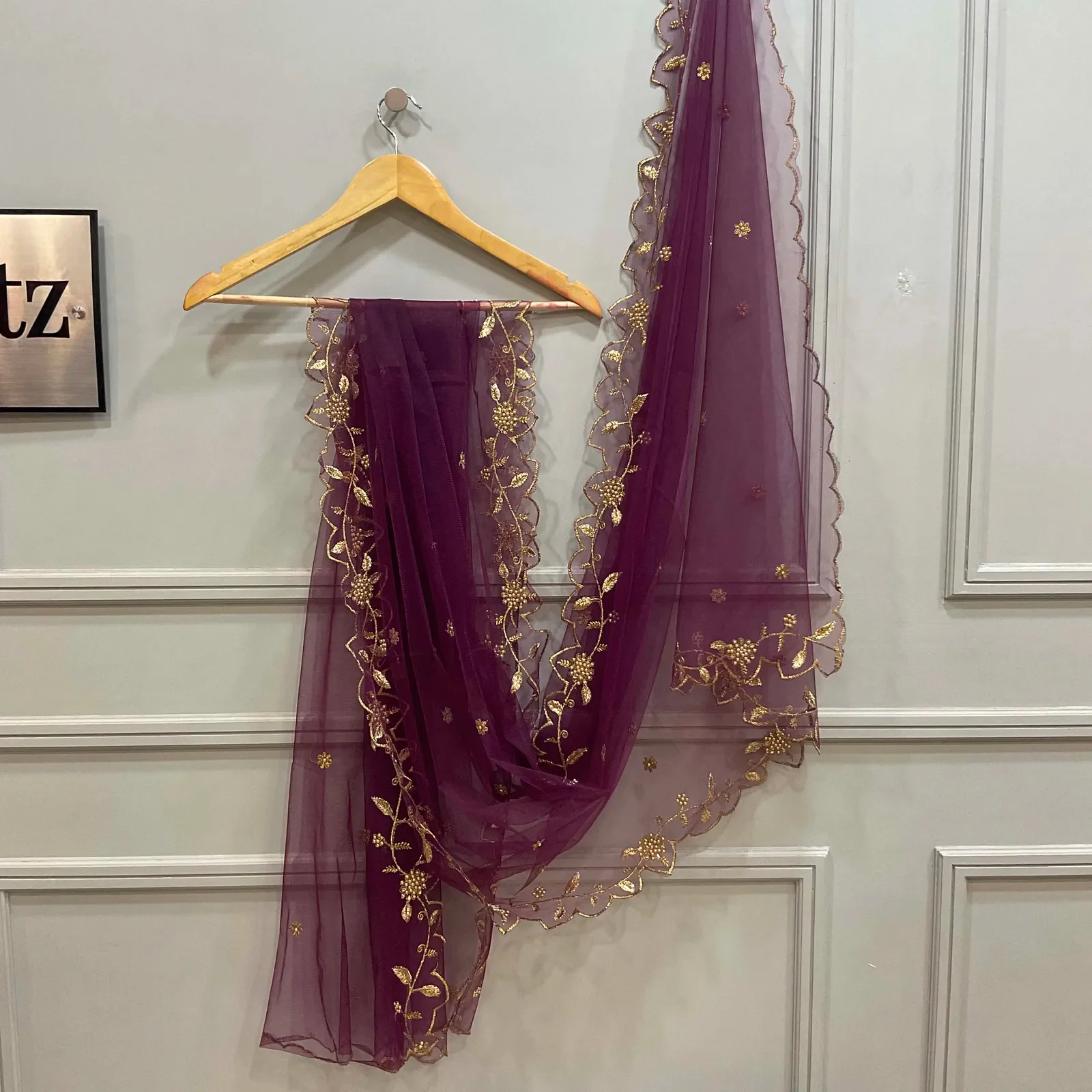 Beautiful Embroidery & Beads work Net Dupatta for women | Only Dupatta JananiDup - Image 22