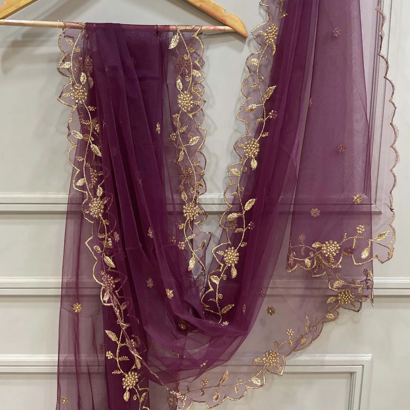 Beautiful Embroidery & Beads work Net Dupatta for women | Only Dupatta JananiDup - Image 23