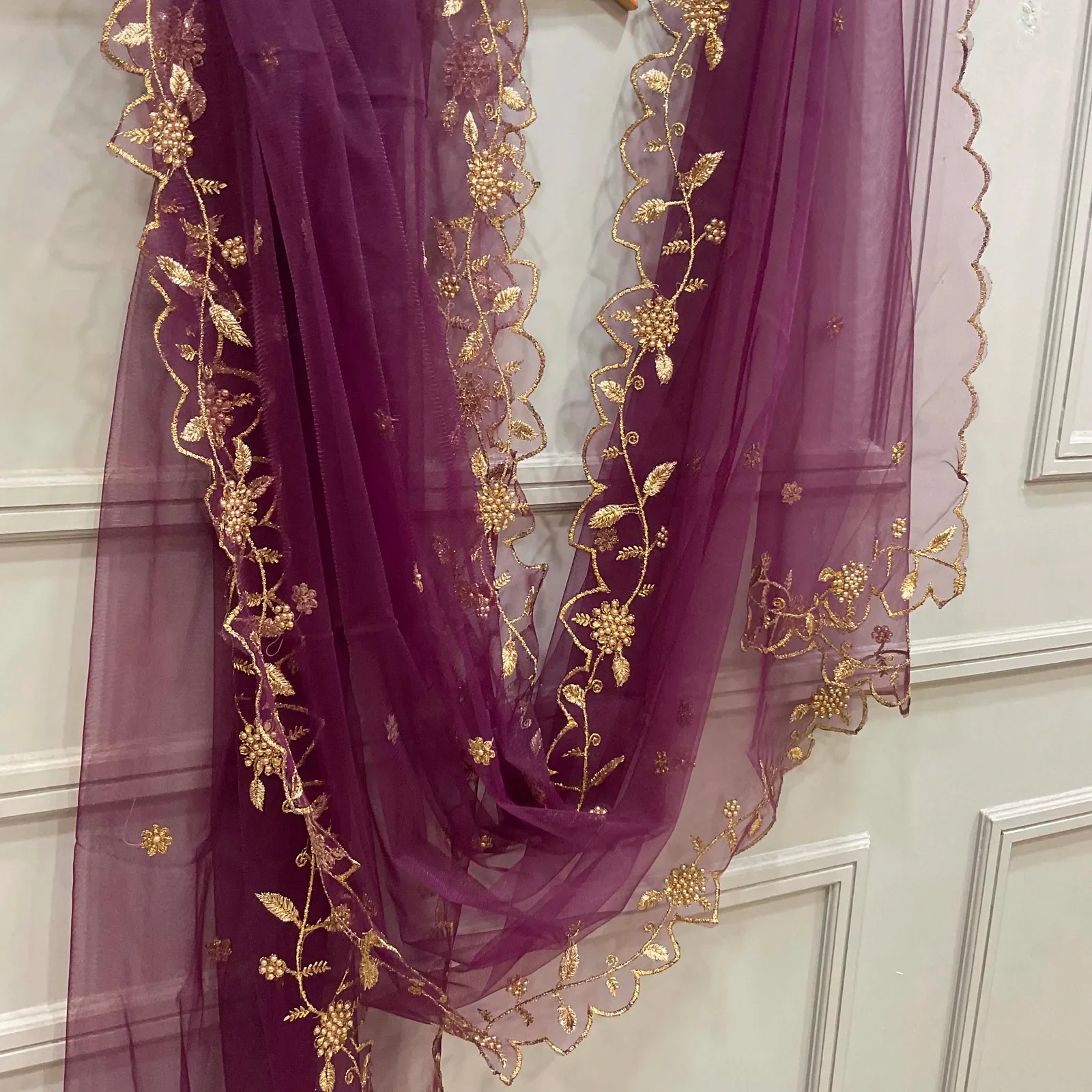 Beautiful Embroidery & Beads work Net Dupatta for women | Only Dupatta JananiDup - Image 24