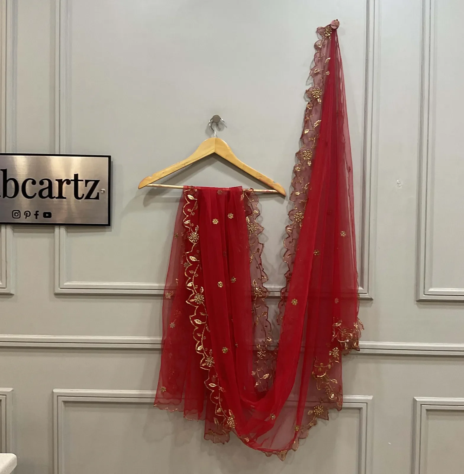 Beautiful Embroidery & Beads work Net Dupatta for women | Only Dupatta JananiDup - Image 25