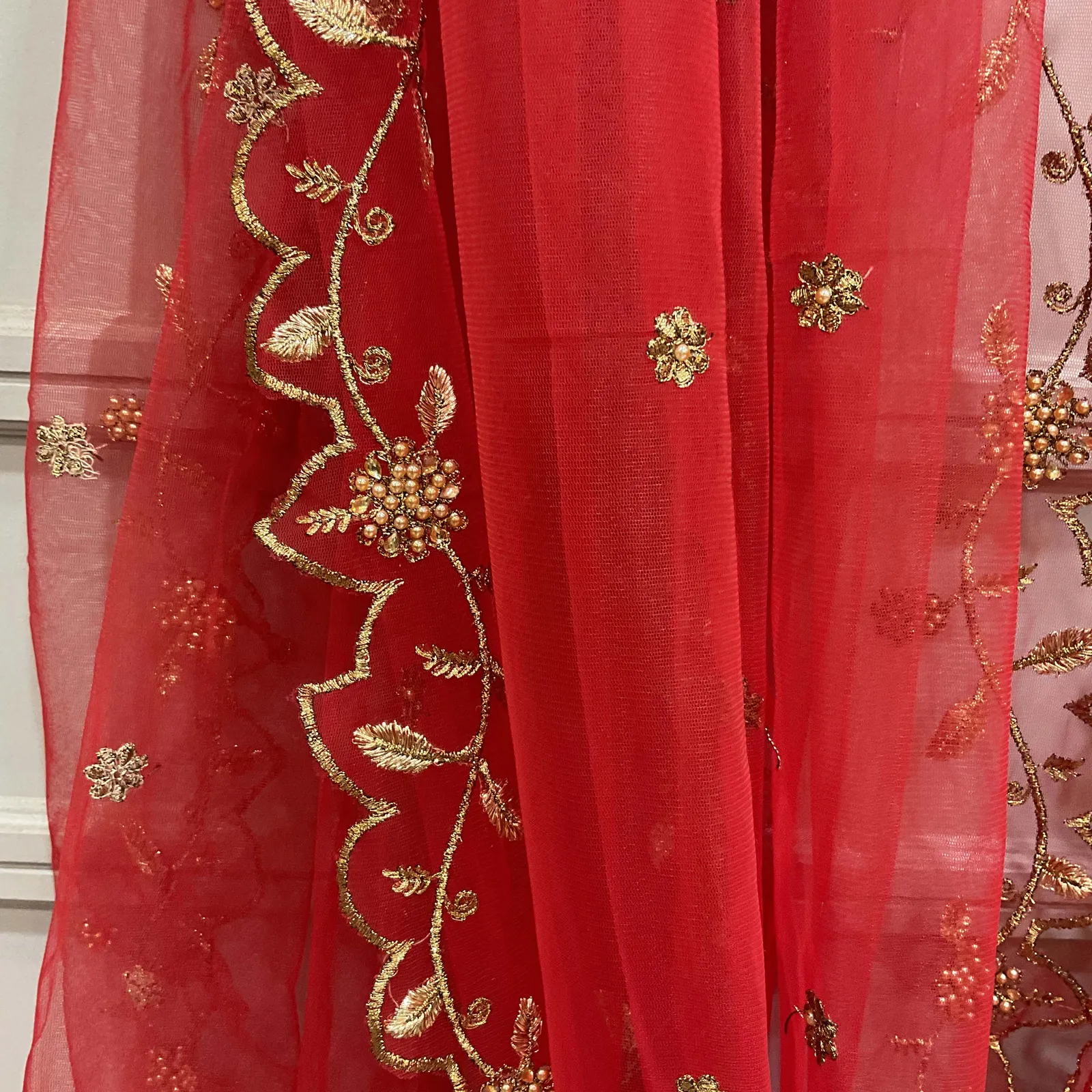 Beautiful Embroidery & Beads work Net Dupatta for women | Only Dupatta JananiDup - Image 26