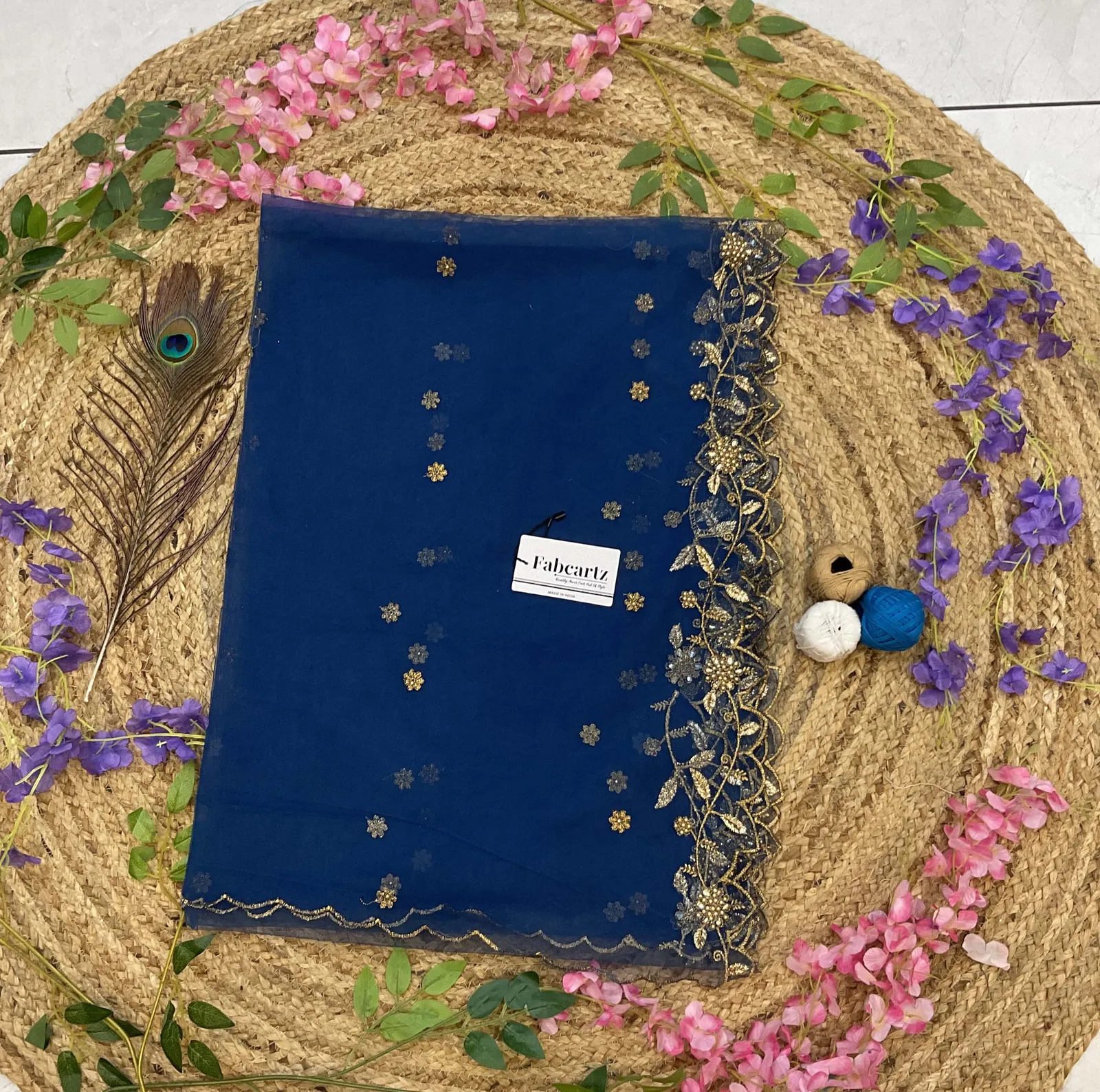 Beautiful Embroidery & Beads work Net Dupatta for women | Only Dupatta JananiDup - Image 21