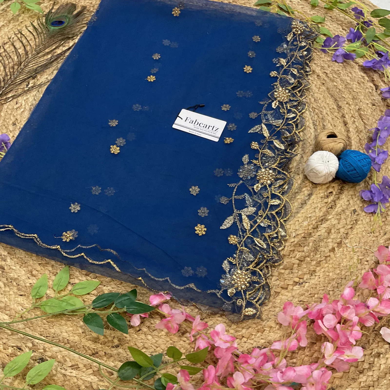 Beautiful Embroidery & Beads work Net Dupatta for women | Only Dupatta JananiDup - Image 22