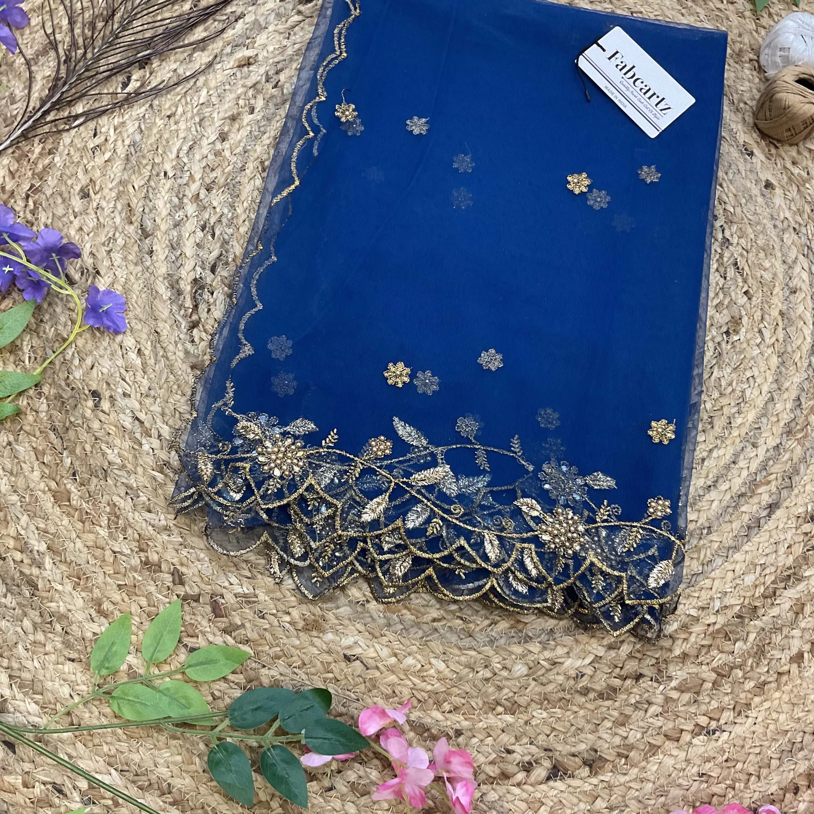 Beautiful Embroidery & Beads work Net Dupatta for women | Only Dupatta JananiDup - Image 23