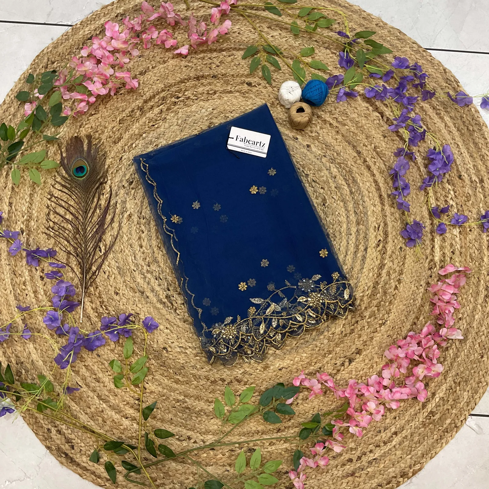 Beautiful Embroidery & Beads work Net Dupatta for women | Only Dupatta JananiDup - Image 24
