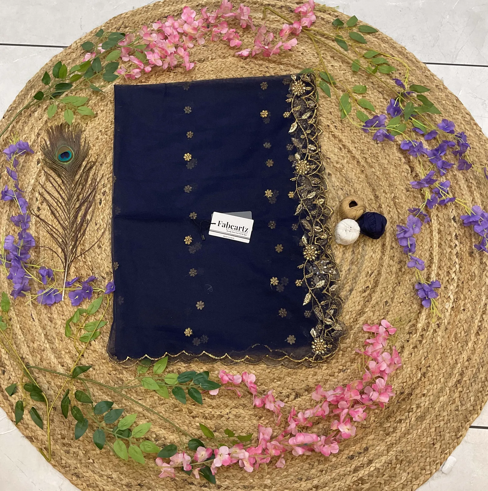 Beautiful Embroidery & Beads work Net Dupatta for women | Only Dupatta JananiDup - Image 25