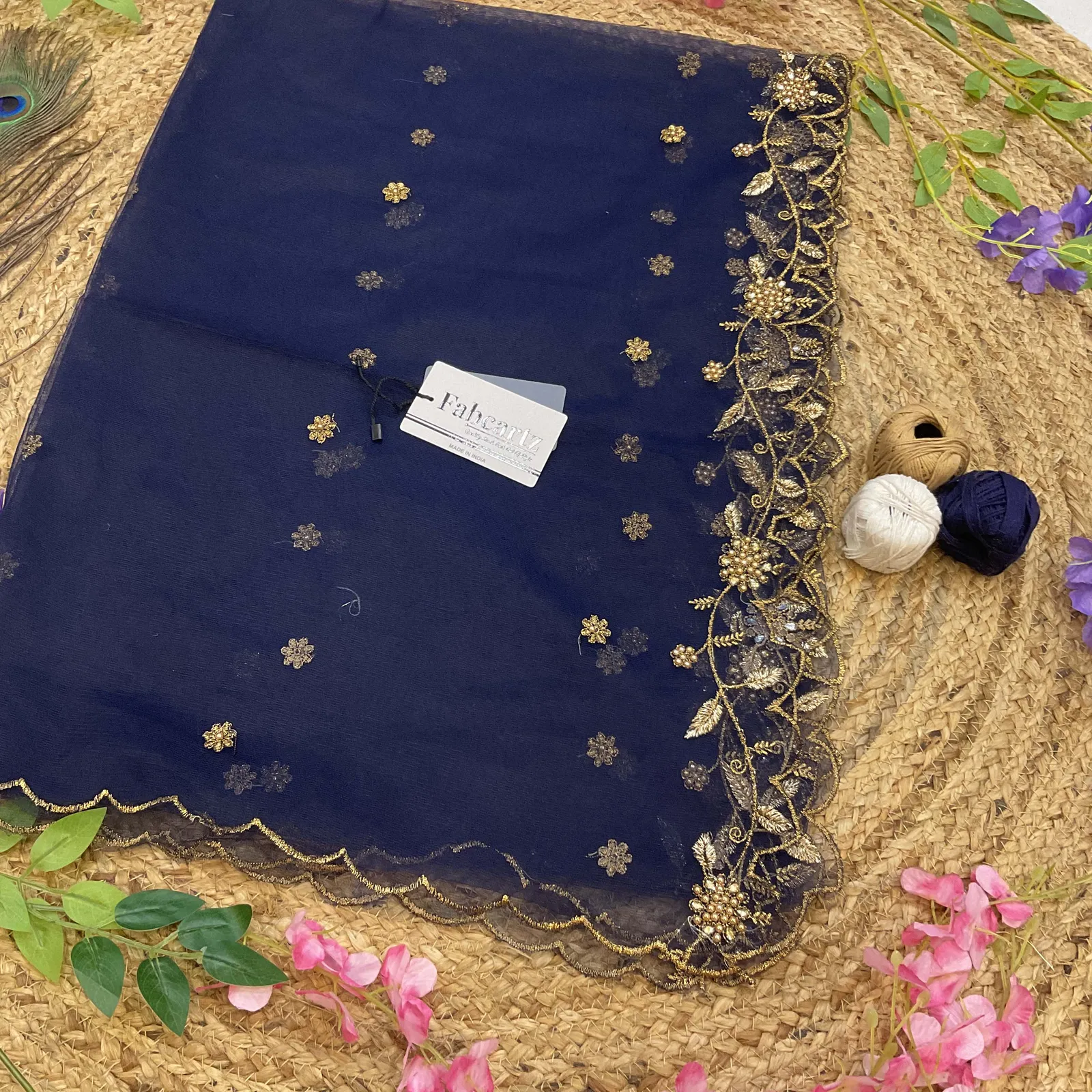 Beautiful Embroidery & Beads work Net Dupatta for women | Only Dupatta JananiDup - Image 26