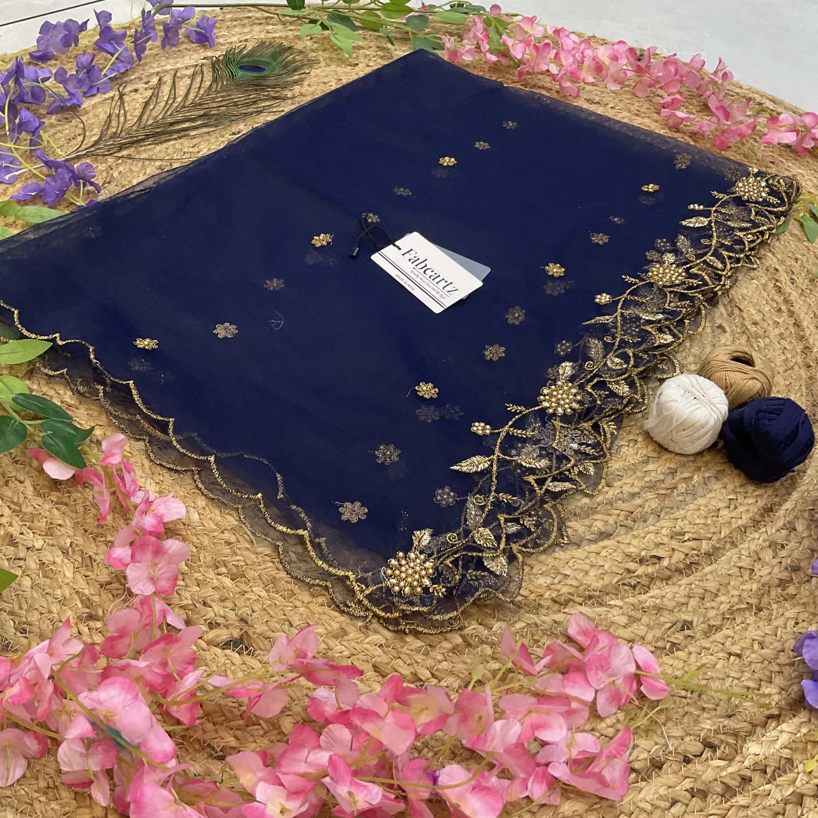 Beautiful Embroidery & Beads work Net Dupatta for women | Only Dupatta JananiDup - Image 27