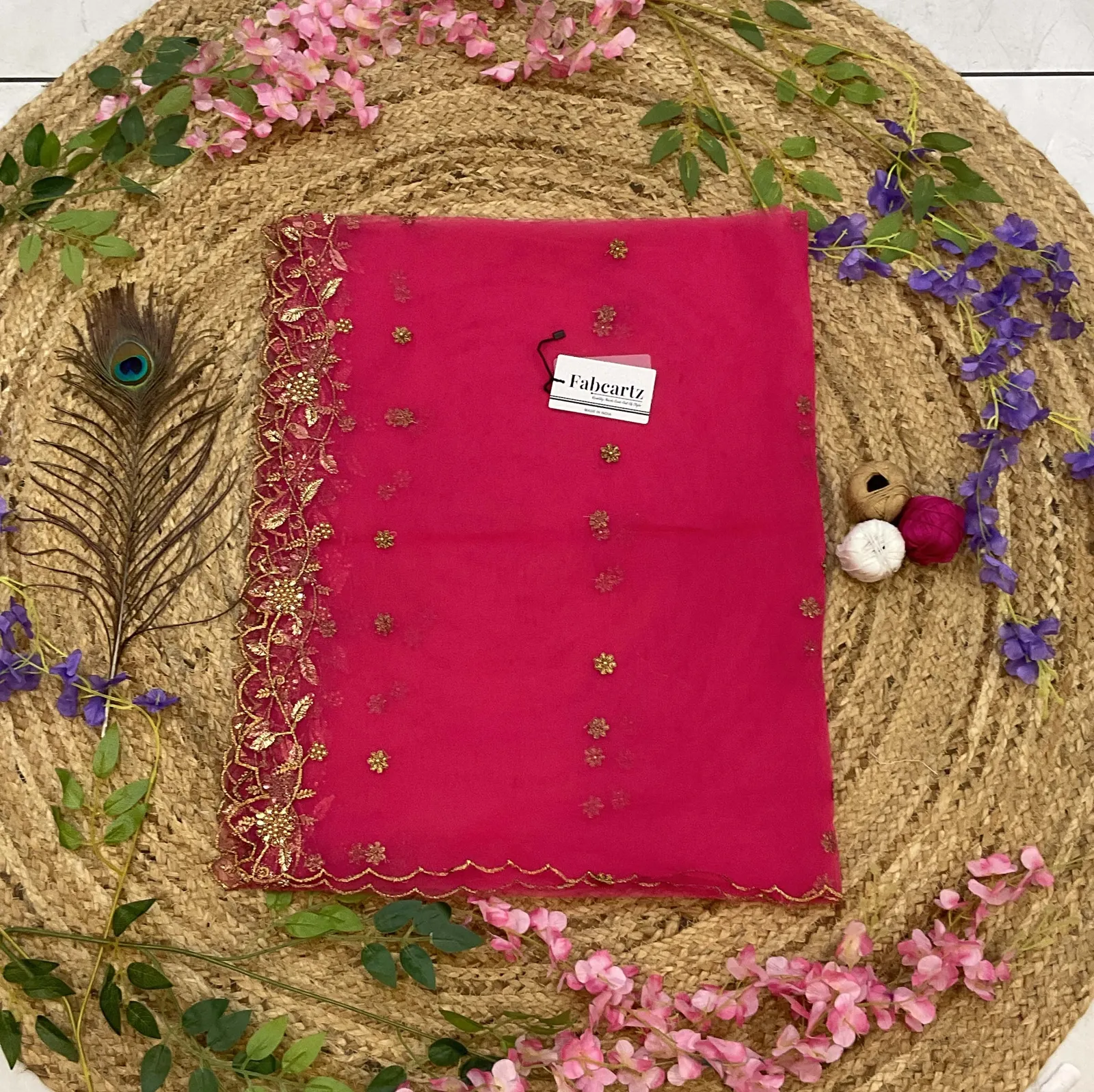 Beautiful Embroidery & Beads work Net Dupatta for women | Only Dupatta JananiDup - Image 30