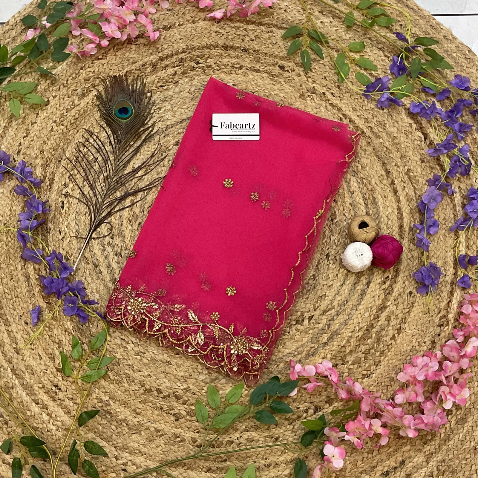 Beautiful Embroidery & Beads work Net Dupatta for women | Only Dupatta JananiDup - Image 32