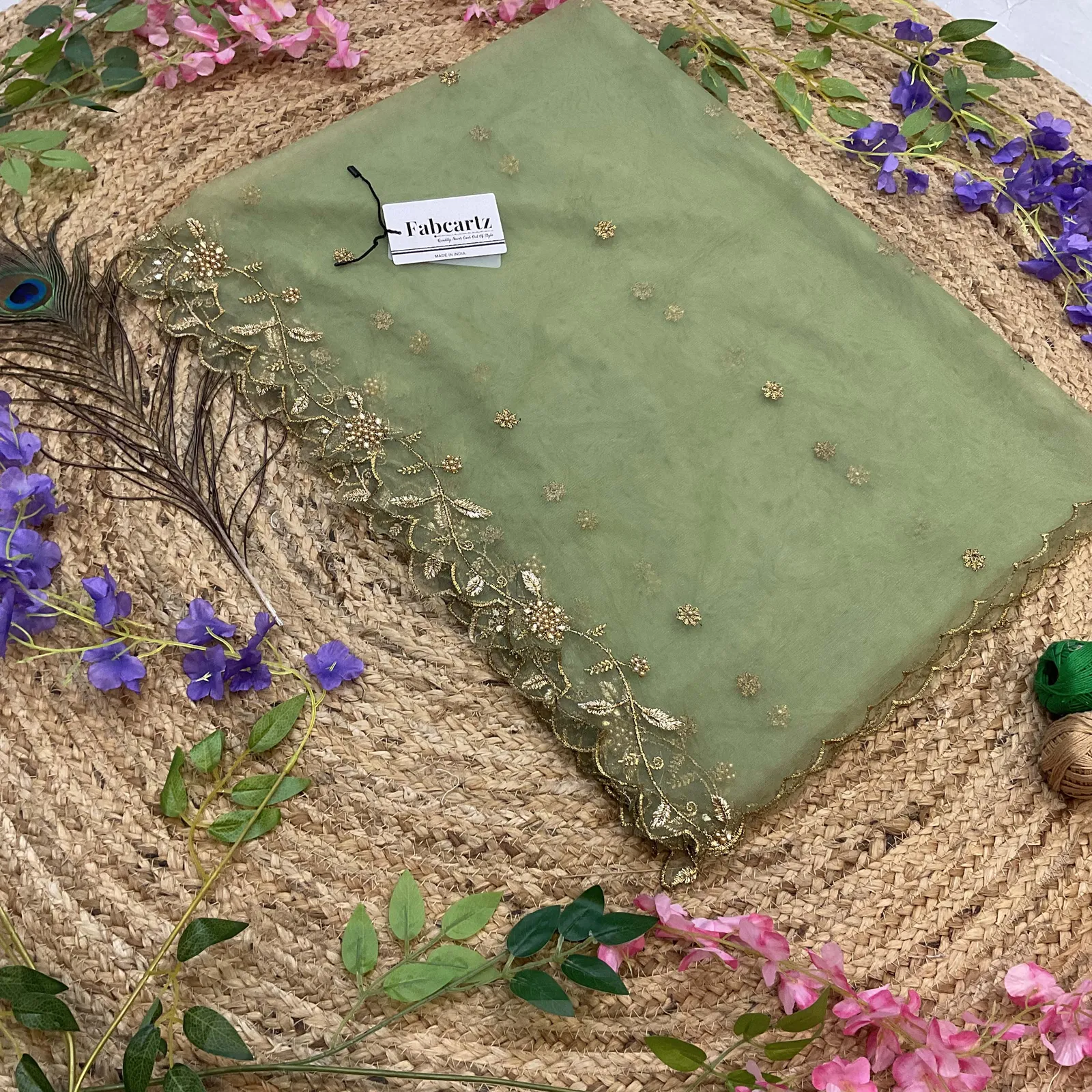 Beautiful Embroidery & Beads work Net Dupatta for women | Only Dupatta JananiDup - Image 34
