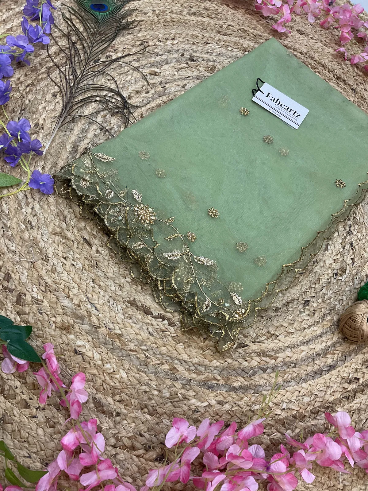 Beautiful Embroidery & Beads work Net Dupatta for women | Only Dupatta JananiDup - Image 37