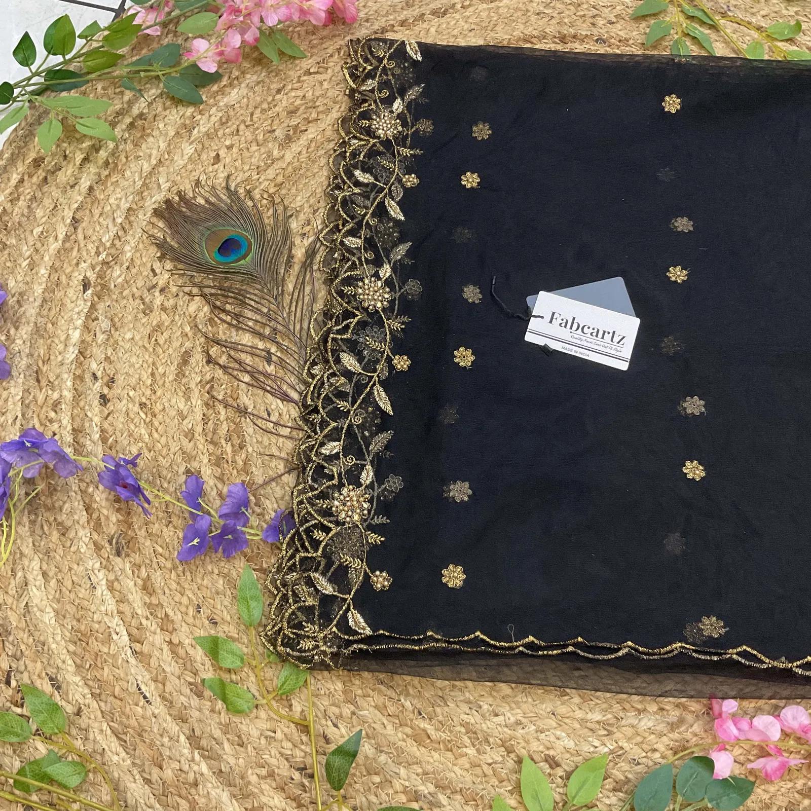 Beautiful Embroidery & Beads work Net Dupatta for women | Only Dupatta JananiDup - Image 5