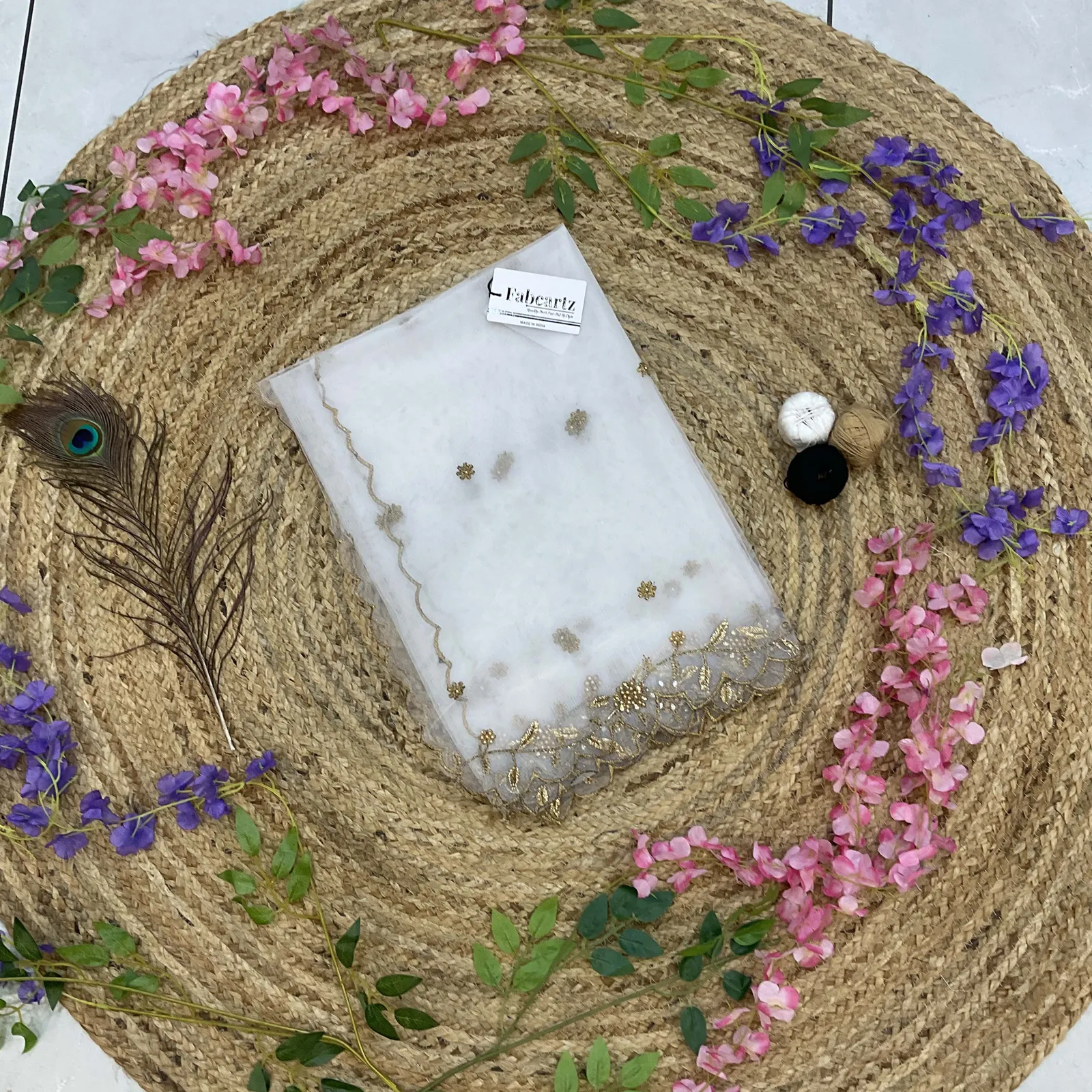 Beautiful Embroidery & Beads work Net Dupatta for women | Only Dupatta JananiDup - Image 53