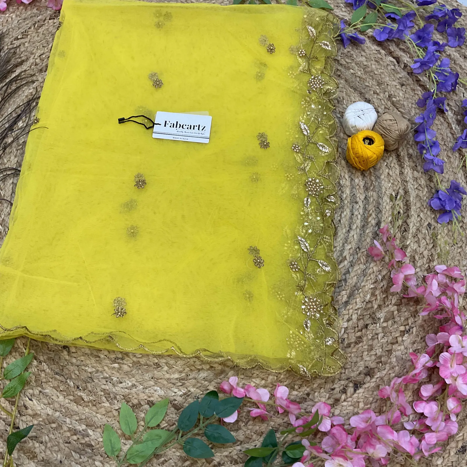 Beautiful Embroidery & Beads work Net Dupatta for women | Only Dupatta JananiDup - Image 56