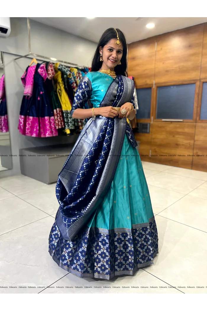 South Indian Festival Traditional Half Saree JanjalPAttu - Image 10