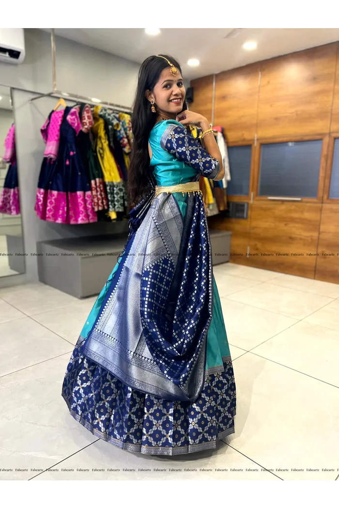 South Indian Festival Traditional Half Saree JanjalPAttu - Image 13