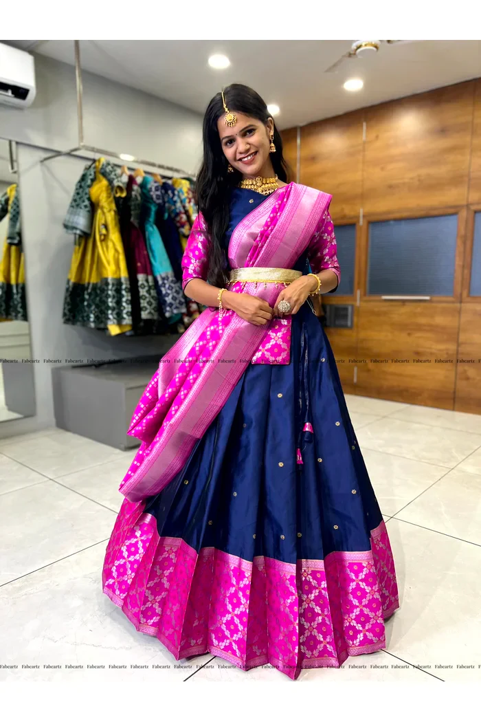 South Indian Festival Traditional Half Saree JanjalPAttu - Image 16