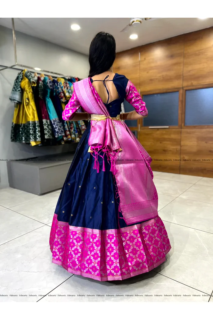 South Indian Festival Traditional Half Saree JanjalPAttu - Image 17