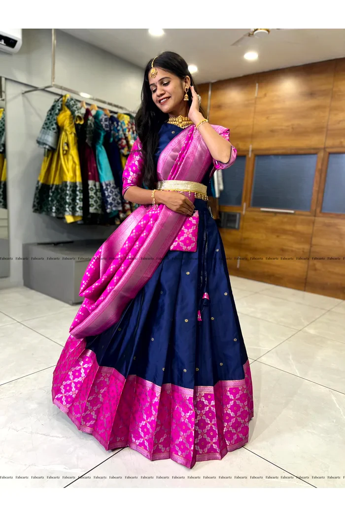 South Indian Festival Traditional Half Saree JanjalPAttu - Image 18