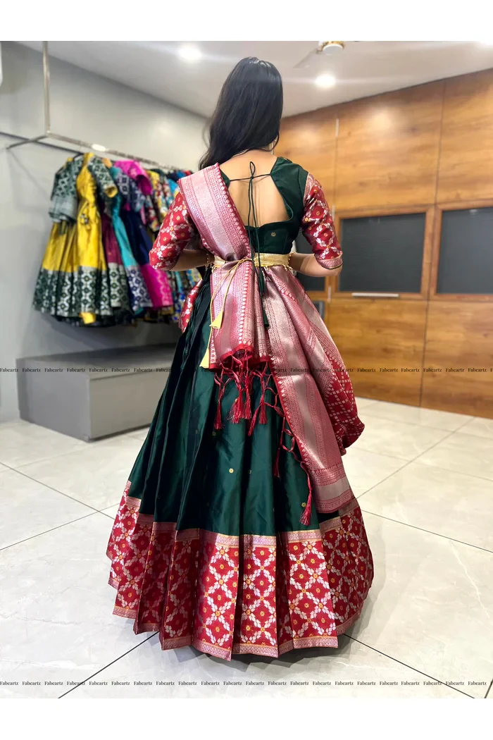 South Indian Festival Traditional Half Saree JanjalPAttu - Image 2