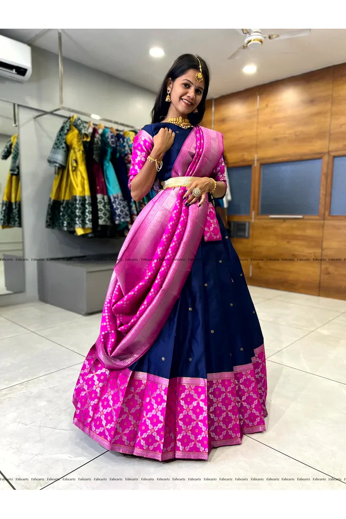 South Indian Festival Traditional Half Saree JanjalPAttu - Image 21