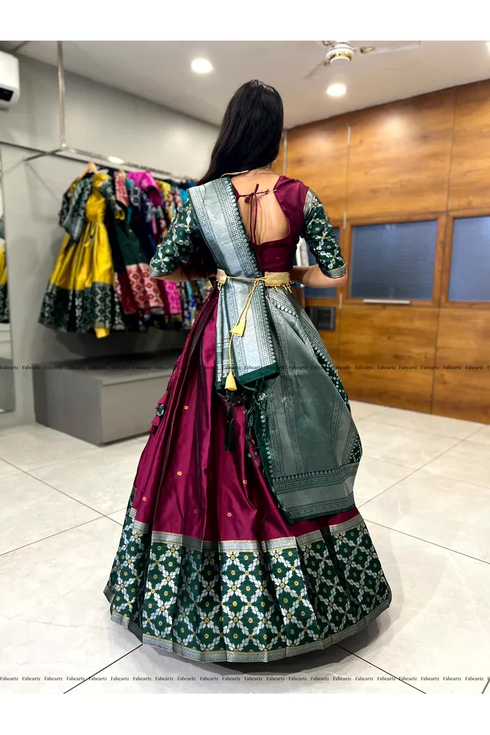 South Indian Festival Traditional Half Saree JanjalPAttu - Image 23