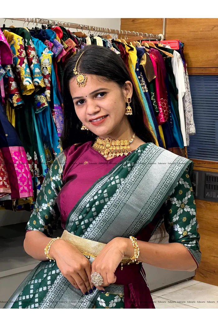 South Indian Festival Traditional Half Saree JanjalPAttu - Image 25