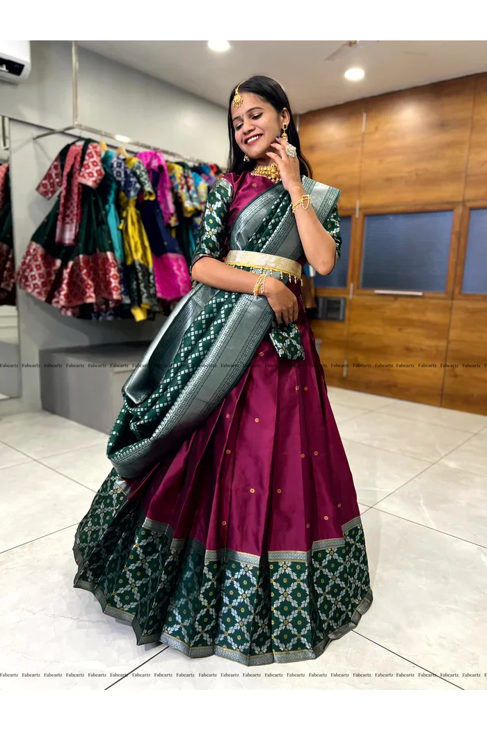 South Indian Festival Traditional Half Saree JanjalPAttu - Image 28