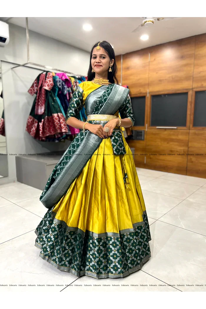 South Indian Festival Traditional Half Saree JanjalPAttu - Image 30