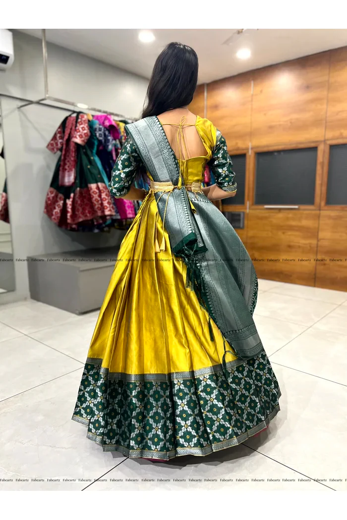 South Indian Festival Traditional Half Saree JanjalPAttu - Image 31
