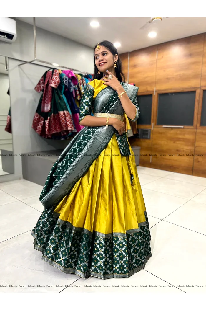South Indian Festival Traditional Half Saree JanjalPAttu - Image 32