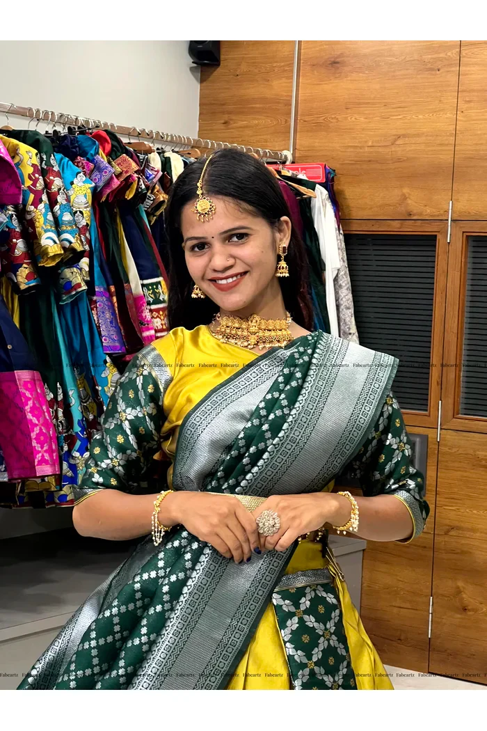 South Indian Festival Traditional Half Saree JanjalPAttu - Image 33