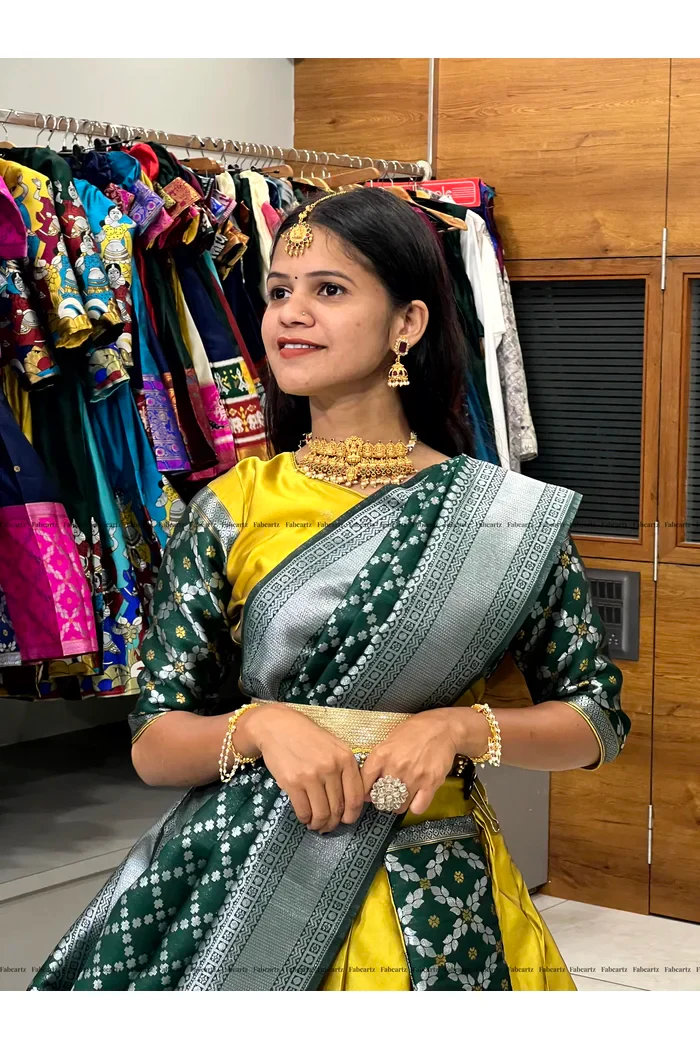 South Indian Festival Traditional Half Saree JanjalPAttu - Image 34