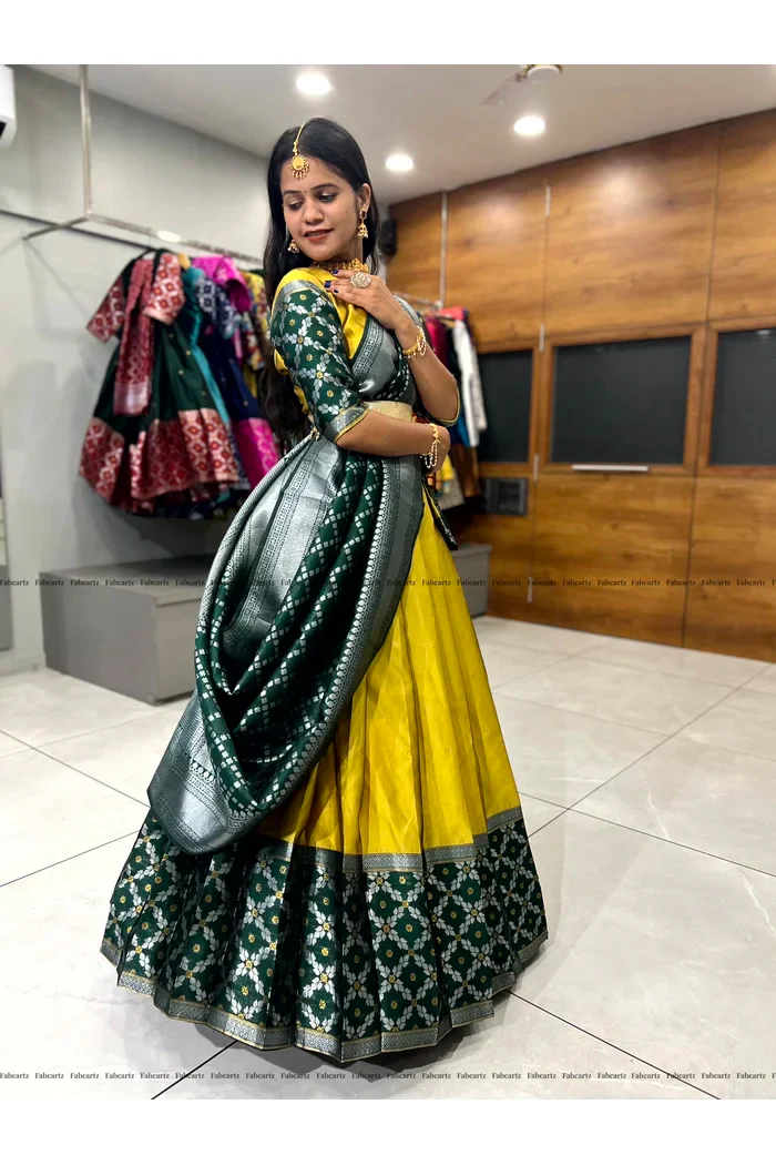 South Indian Festival Traditional Half Saree JanjalPAttu - Image 35