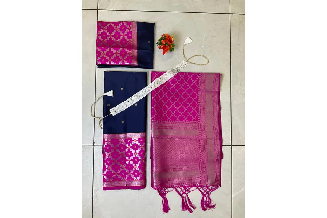 South Indian Festival Traditional Half Saree JanjalPAttu - Image 44
